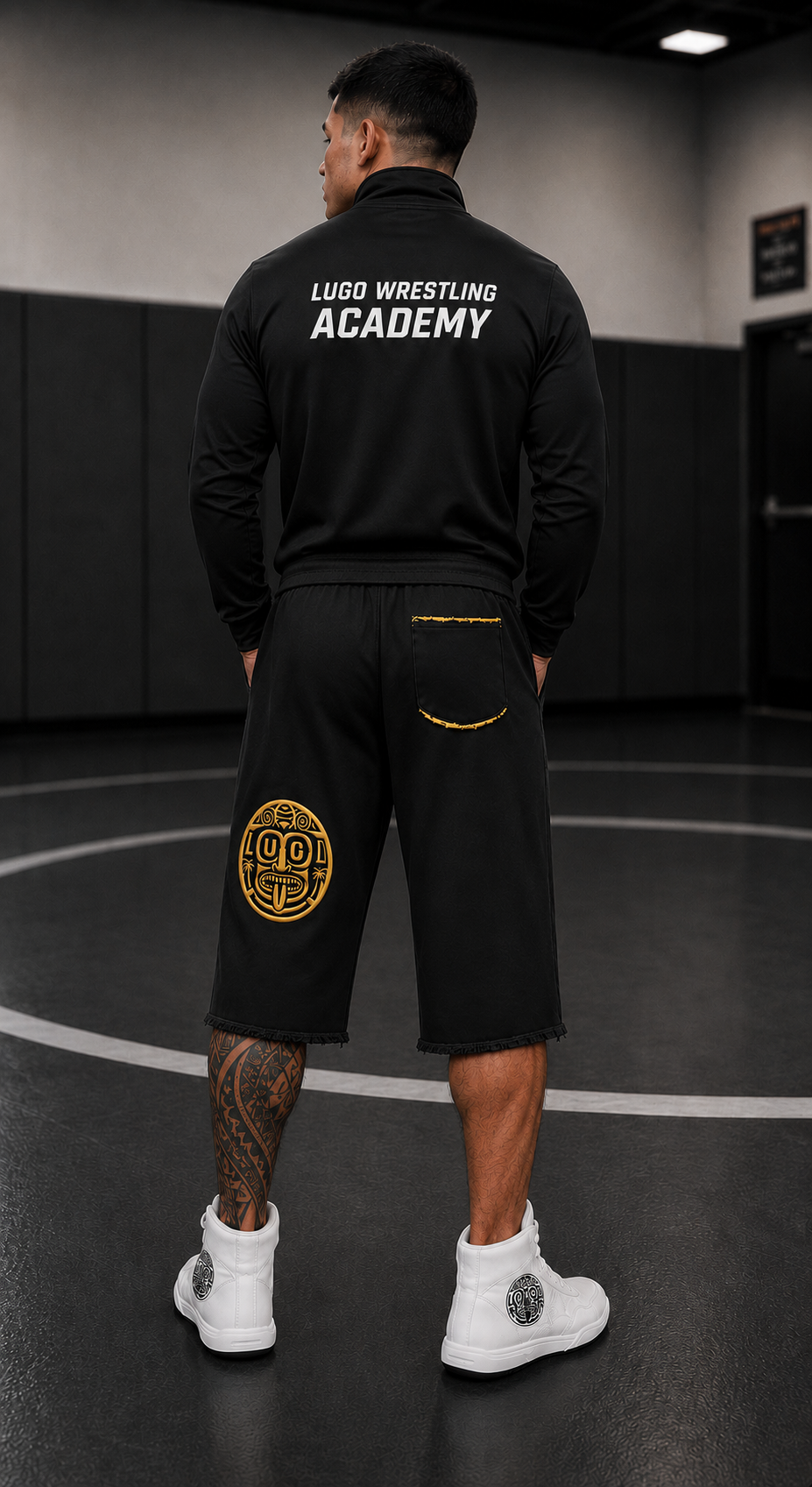 Lugo Black & Gold Cut-Off Joggers