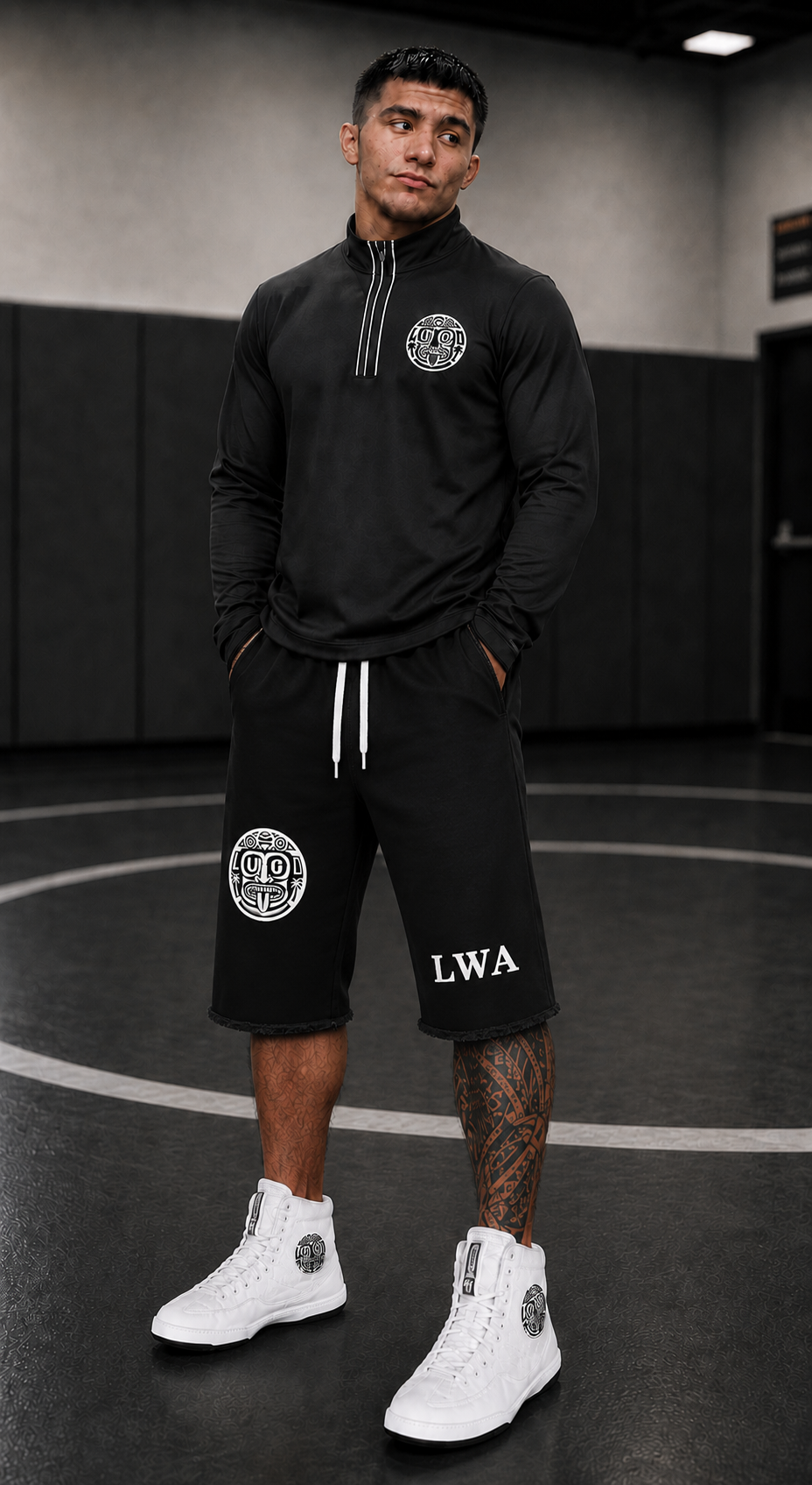Lugo Black & White Cut-Off Joggers