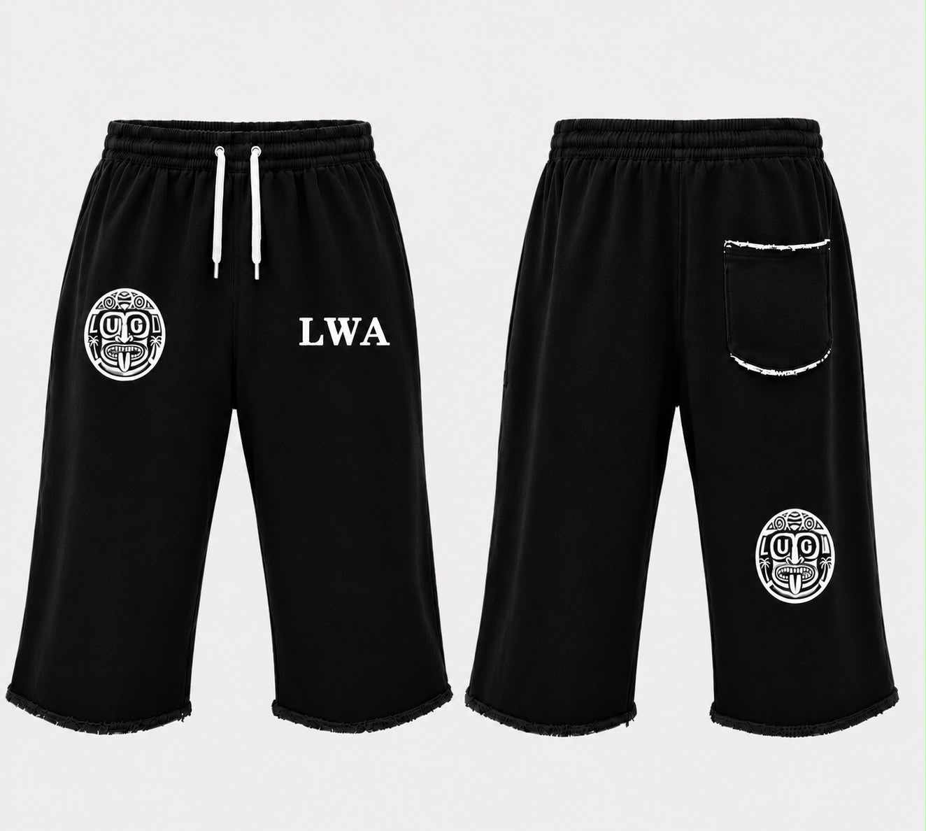 Lugo Black & White Cut-Off Joggers