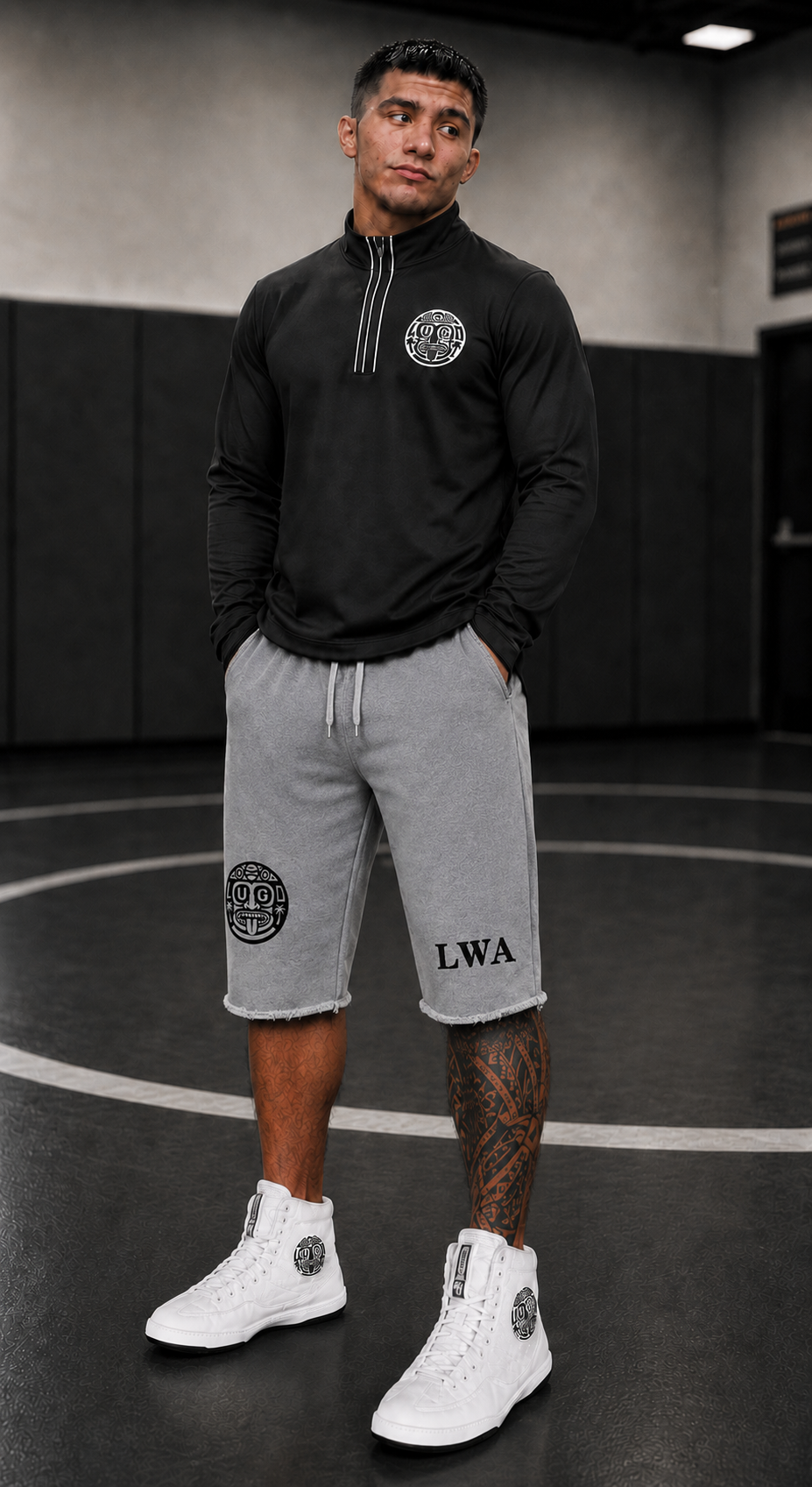 Lugo Grey & Black Cut-Off Joggers