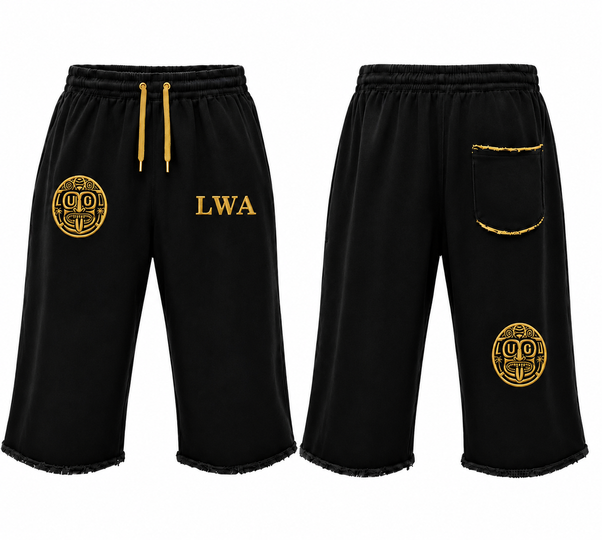 Lugo Black & Gold Cut-Off Joggers